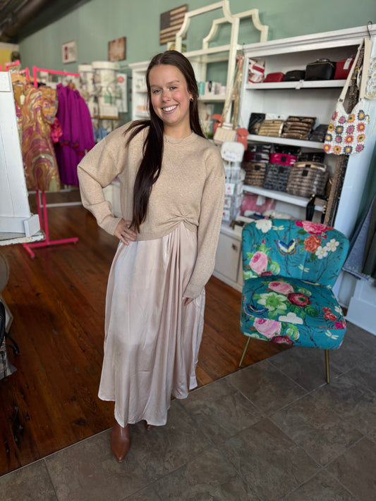 Twofer Style Champagne Sweater & Dress