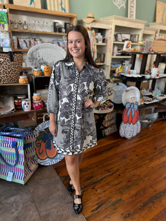 Ava Noir Florals Dress