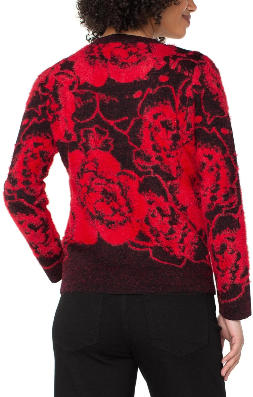 Black & Red Floral Crew Neck Sweater by Liverpool