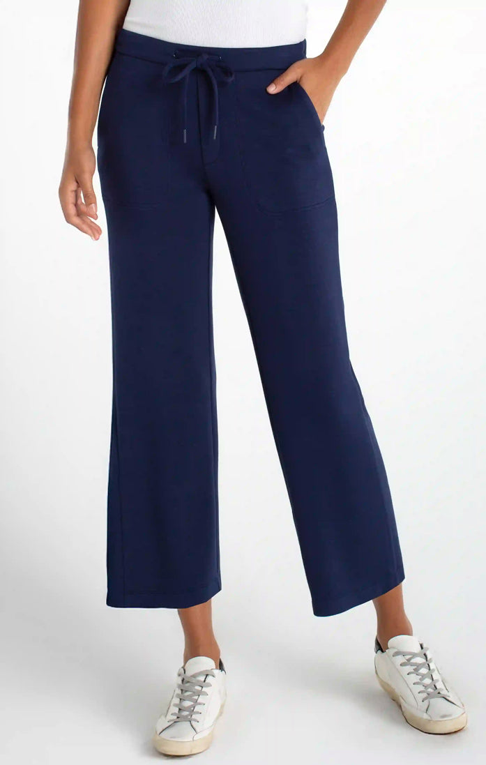 Cloud9 Pull-on Wide Leg Crop Pant in Deep Midnight