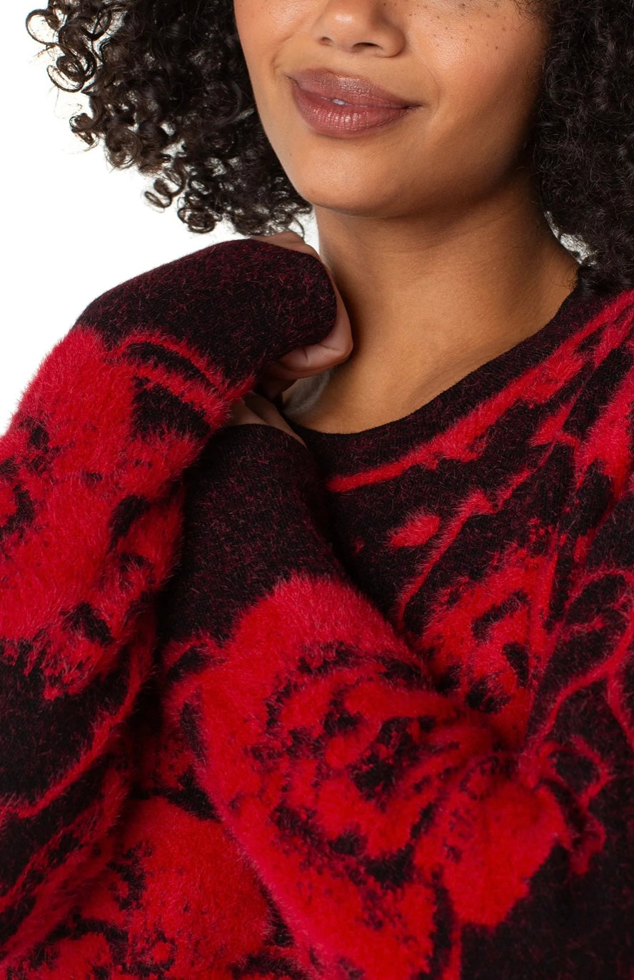 Black & Red Floral Crew Neck Sweater by Liverpool