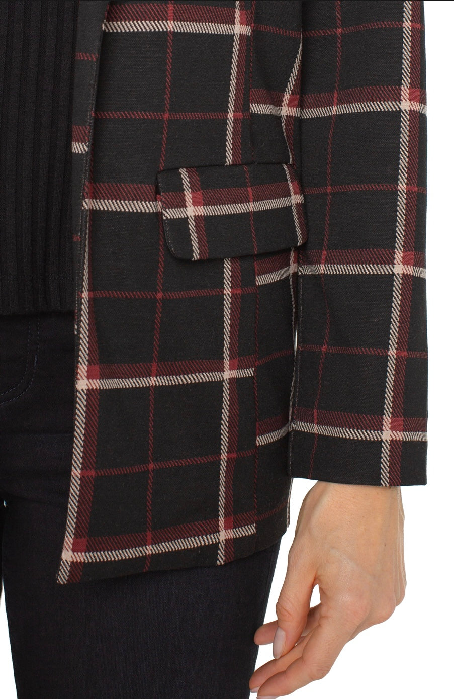 Boyfriend Blazer in Black Red Tattersall Plaid by Liverpool