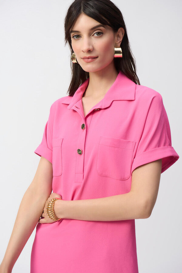 Mini Shift Polo Dress in Bubblegum Pink by Joseph Ribkoff