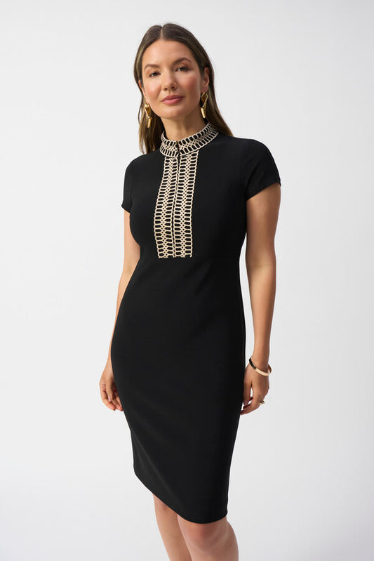 Embellished High-neck Sheath Dress by Joseph Ribkoff 251199