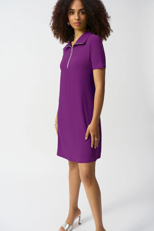 Mini Shift Dress With Zipper Purple Orchid by Joseph Ribkoff