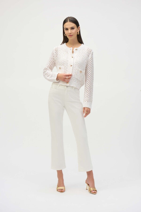 Open Knit Gold Button Cardigan by Joseph Ribkoff