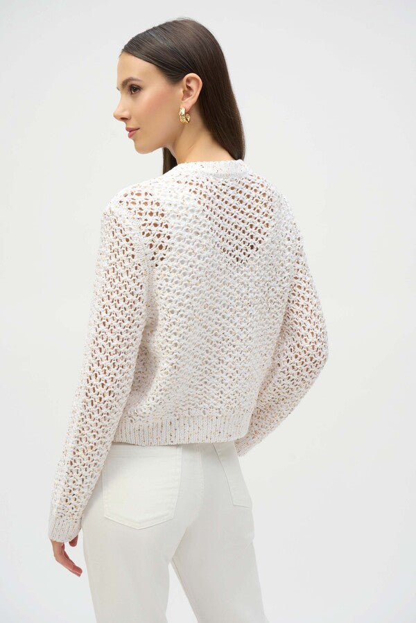 Open Knit Gold Button Cardigan by Joseph Ribkoff