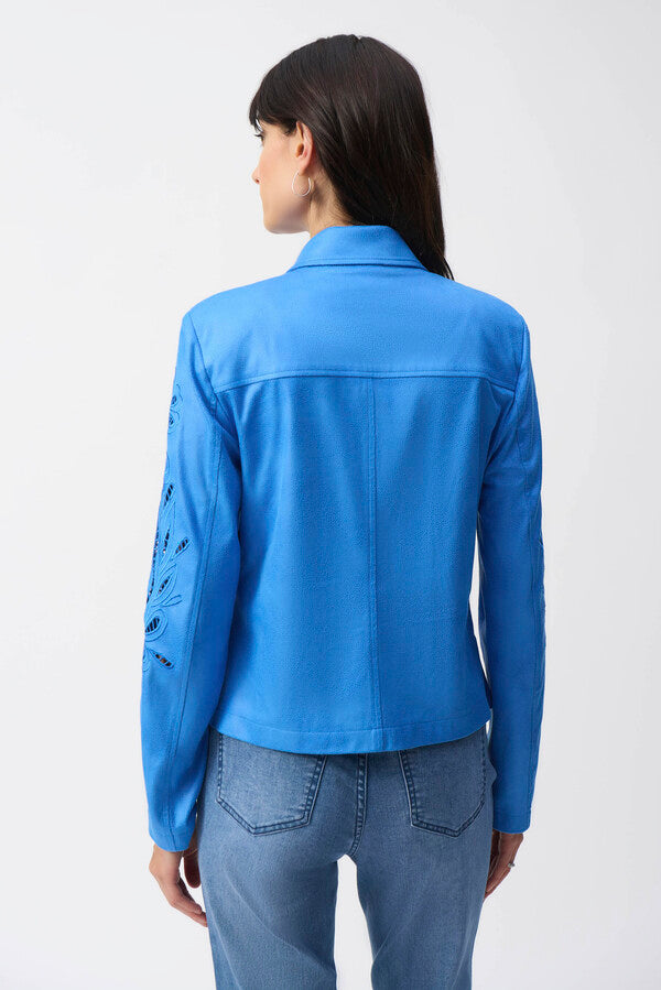 Coastal Blue Zipper Closure Casual Jacket by Joseph Ribkoff