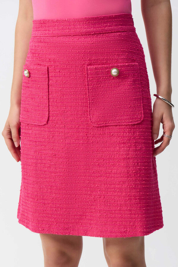 Pink Bouclé A-line Skirt by Joseph Ribkoff