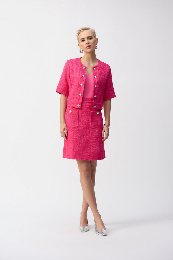 Pink Bouclé A-line Skirt by Joseph Ribkoff