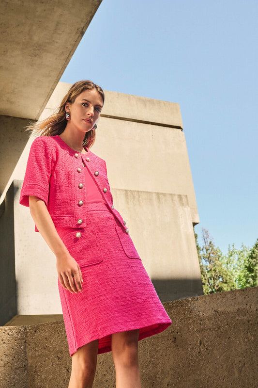 Pink Bouclé Cropped Jacket by Joseph Ribkoff