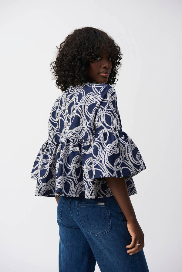 Navy Zipper Hip-length Casual Top by Joseph Ribkoff
