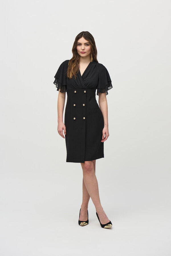Knee-length A-line Dress With Gold Buttons by Joseph Ribkoff 244126