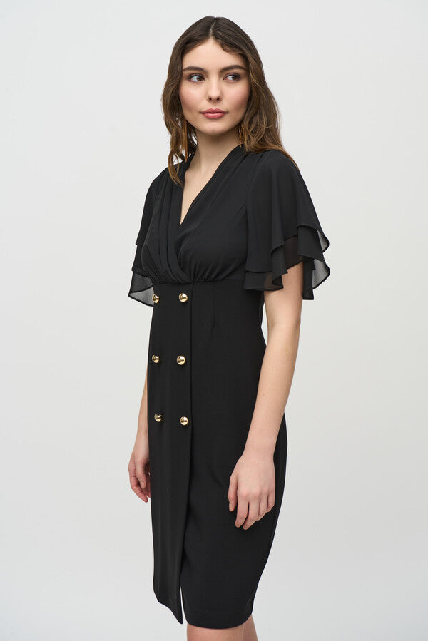 Knee-length A-line Dress With Gold Buttons by Joseph Ribkoff 244126