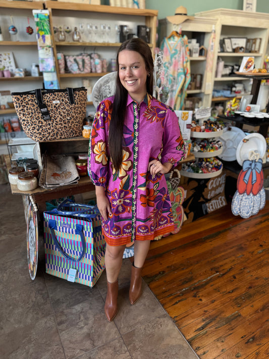 Ava Mauve Blossoms Dress