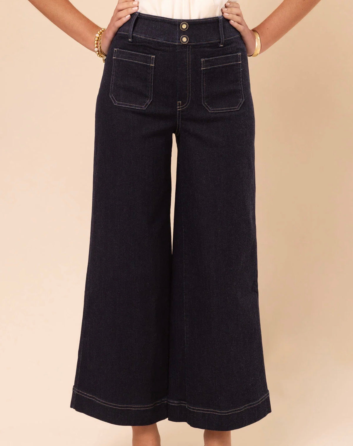 Pritchard Wide Leg Pull-On Jean Midnight Marina Rinse Wash by Spartina