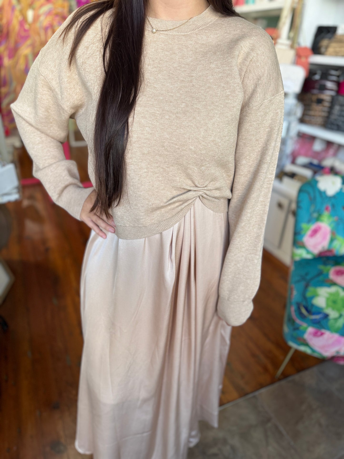 Twofer Style Champagne Sweater & Dress
