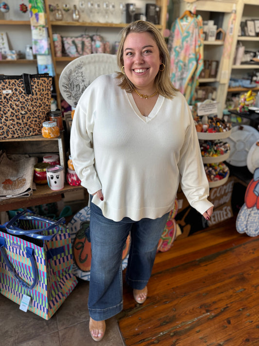 Soft Jersey V Neck Sweater