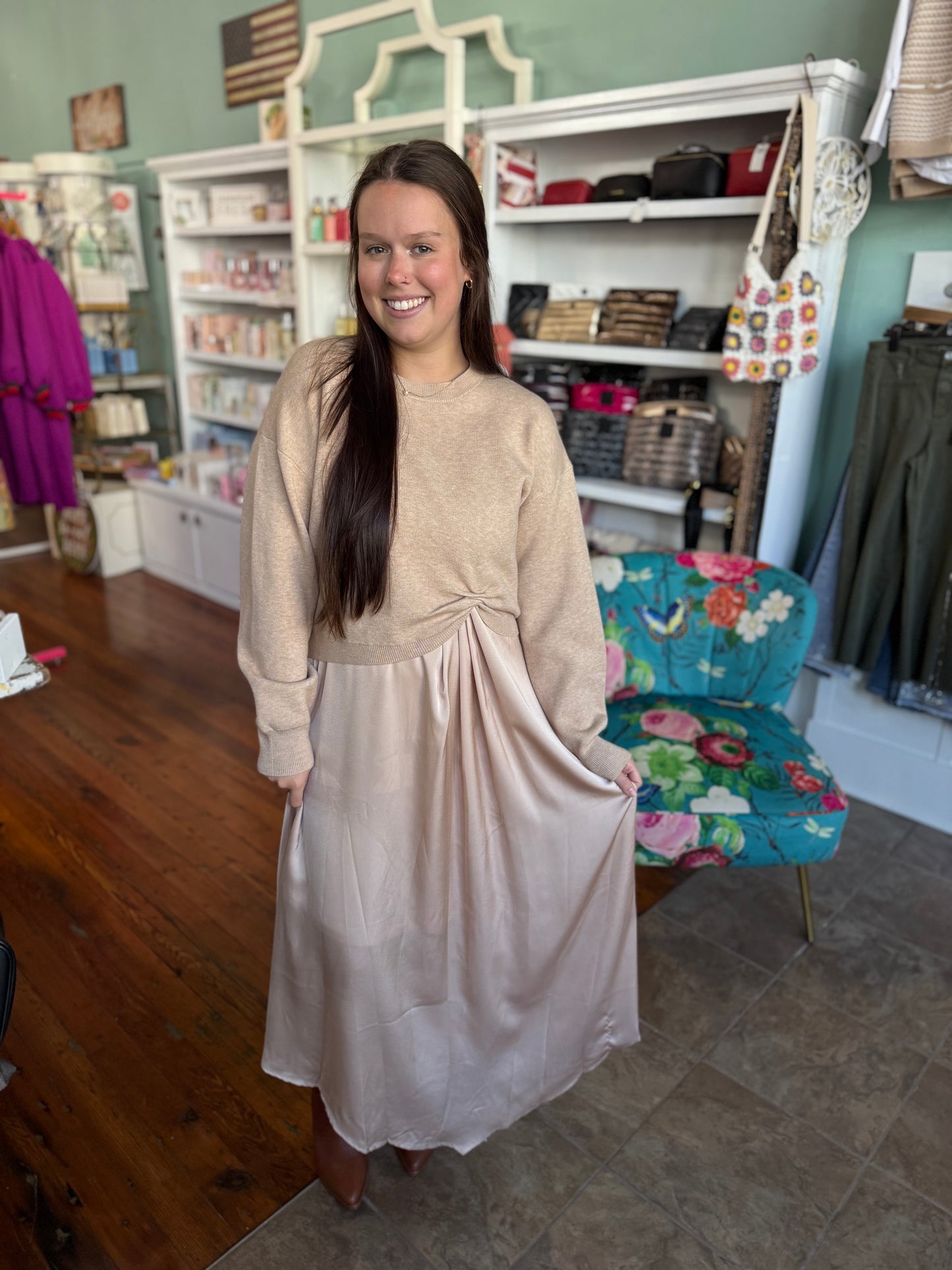 Twofer Style Champagne Sweater & Dress