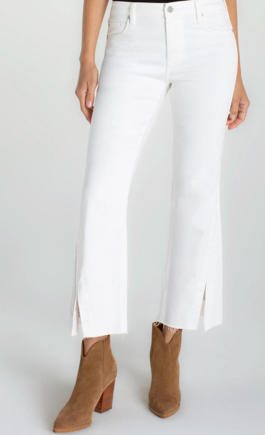 Hannah Crop Flare Jeans With Twisted Slit in Bright White