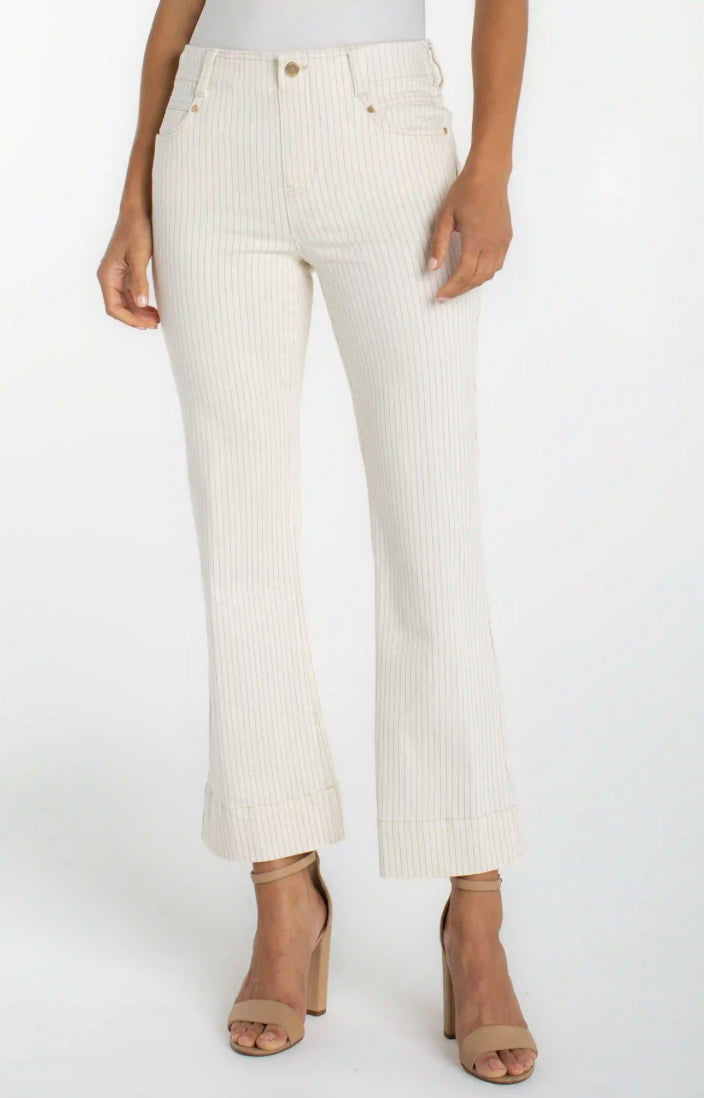 The Gia Glider Crop Flare With Wide Hem in Nautical Stripe