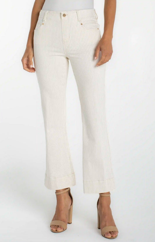 The Gia Glider Crop Flare With Wide Hem in Nautical Stripe