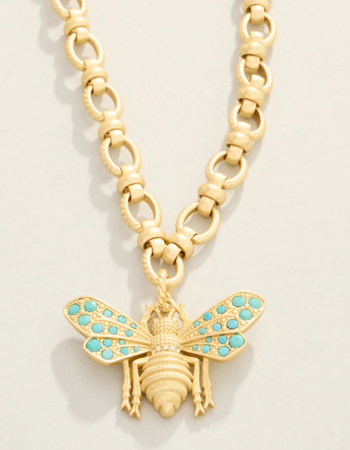 Vintage Bee Chunky Necklace 18" Turquoise