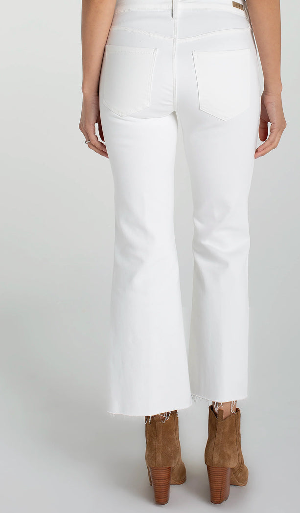 Hannah Crop Flare Jeans With Twisted Slit in Bright White