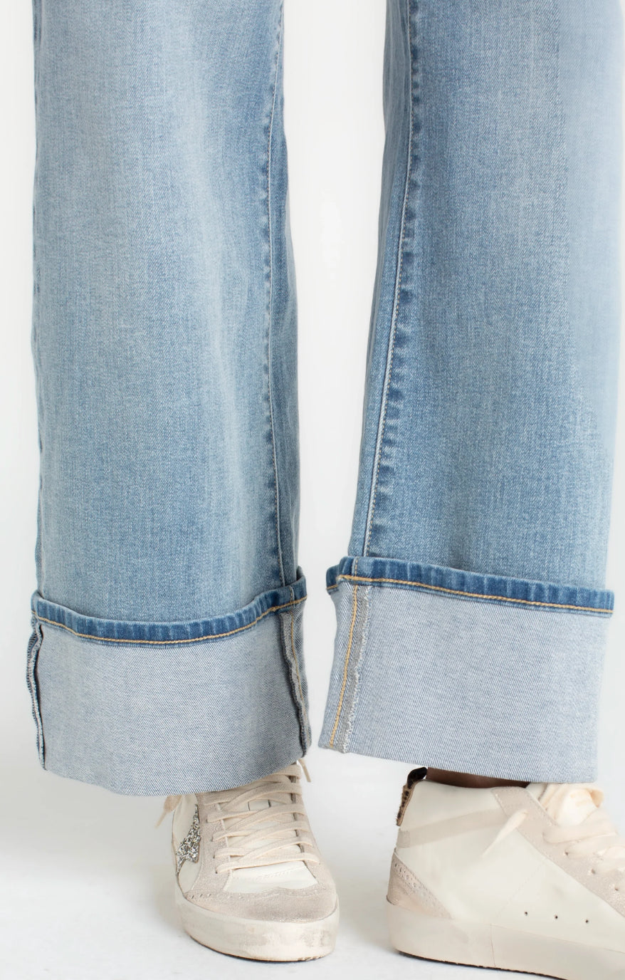 Morgan High Rise Cuffed Wide Leg Jeans