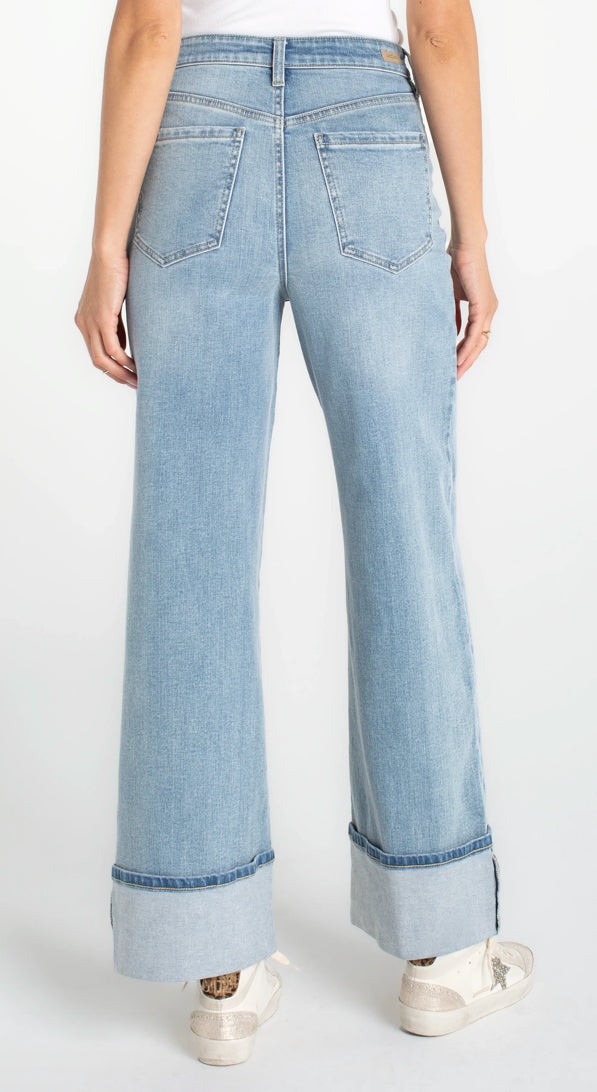 Morgan High Rise Cuffed Wide Leg Jeans