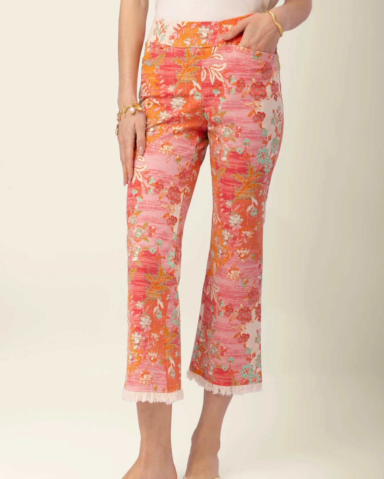 Maren Fringe Pant Castillo Floral Abstract
