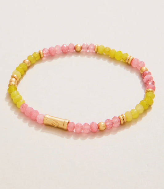 Stone Stretch Bracelet 4mm Pink/Lime