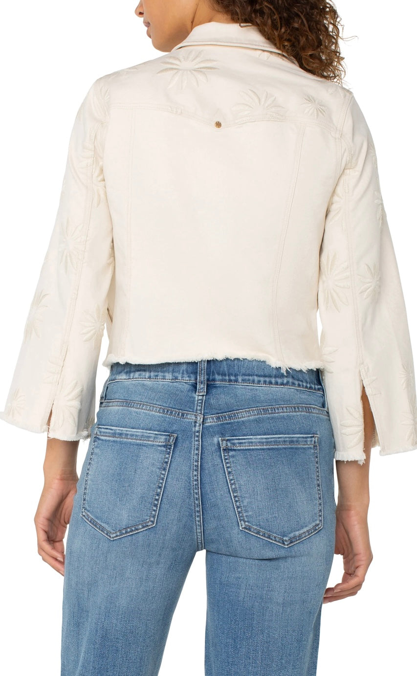 Wide Sleeve Jacket with Floral Embroidery By Liverpool