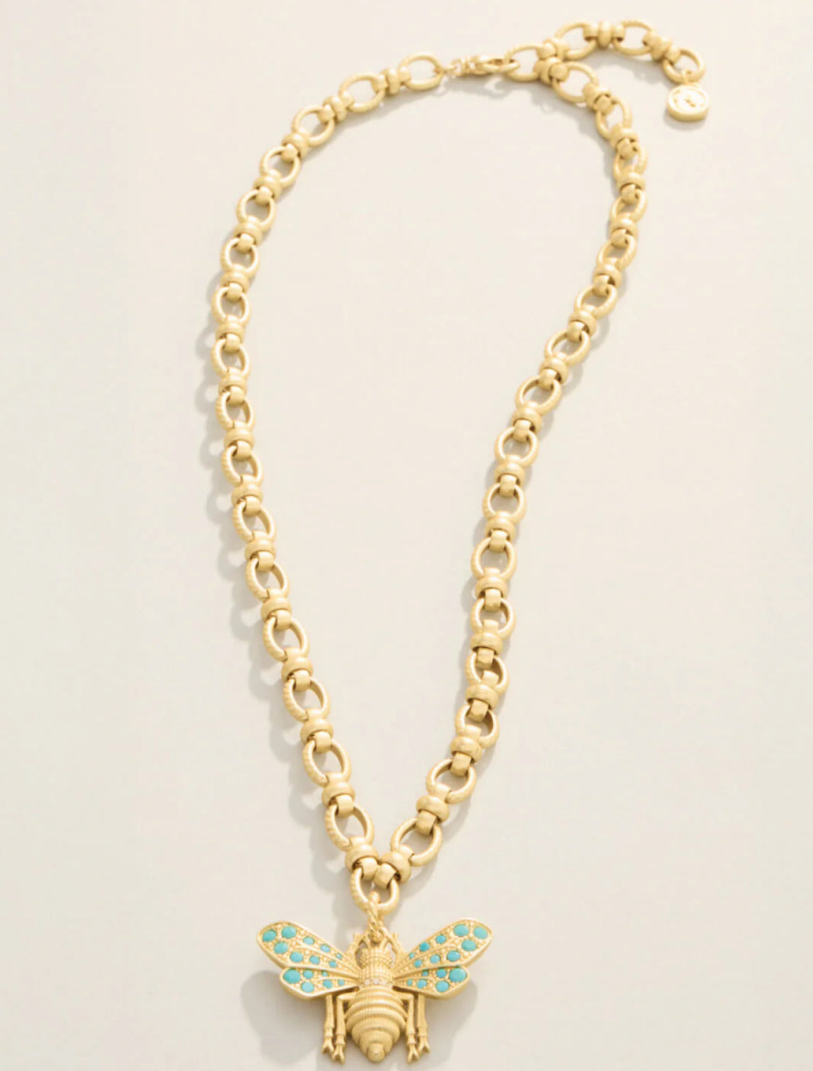 Vintage Bee Chunky Necklace 18" Turquoise
