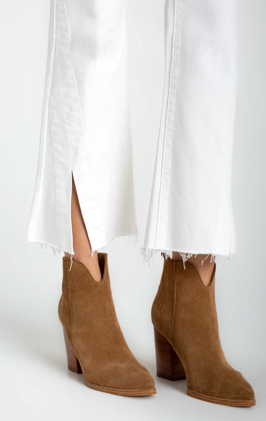 Hannah Crop Flare Jeans With Twisted Slit in Bright White