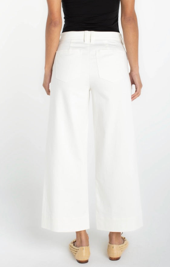 Crop Wide Leg Denim With Welt Pockets in Whipped Cream