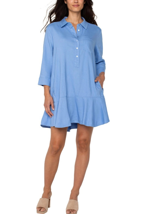 Shirt Dress with Flounce Hem by Liverpool