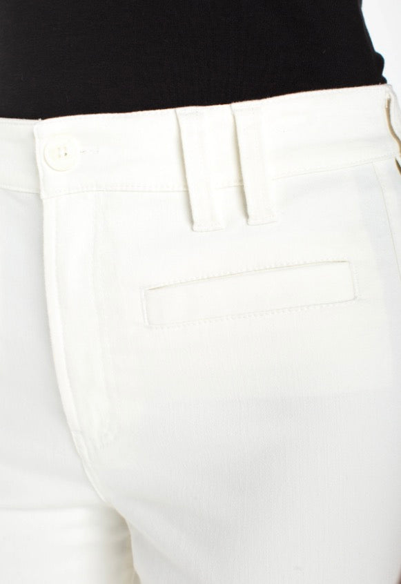 Crop Wide Leg Denim With Welt Pockets in Whipped Cream