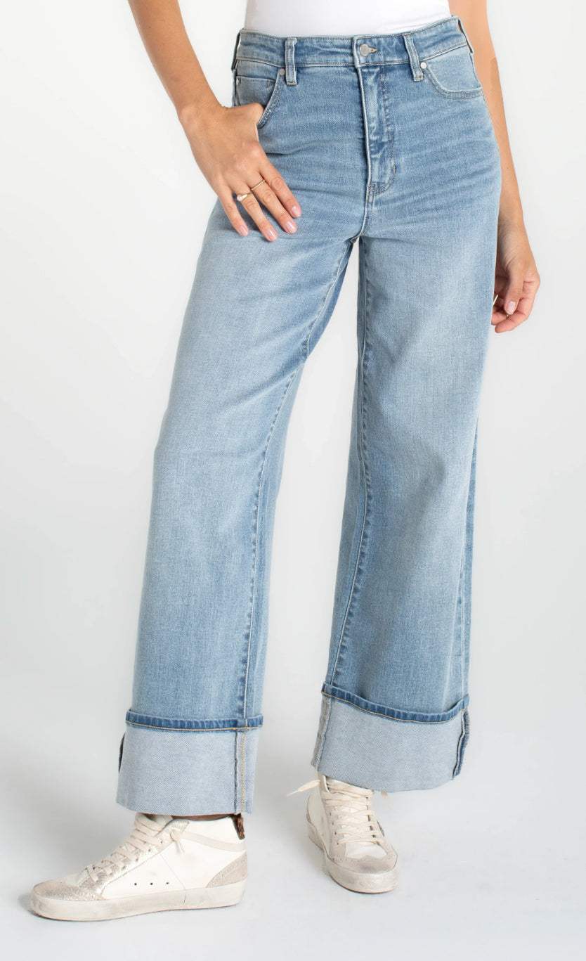 Morgan High Rise Cuffed Wide Leg Jeans